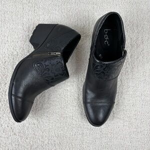 B.O.C. Ankle Booties Womens 10M Black Rosemela Shootie Embossed Upper Block Heel